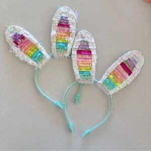 Rollypolly Pastel Rainbow Fringe Bunny Ears